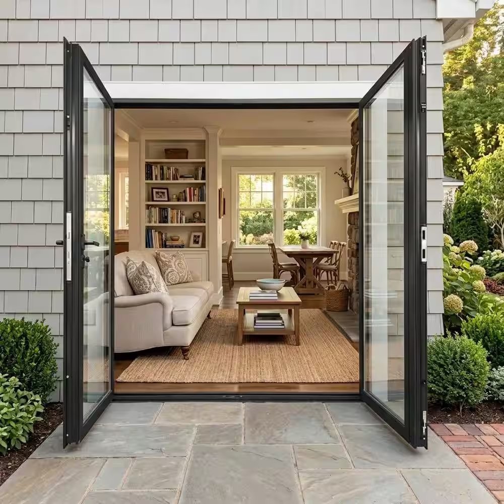 French double patio doors open to garden Knoxville